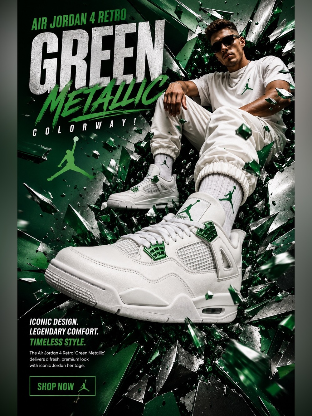 New! Air Jordan 4 Retro "Green Metallic" colorway!